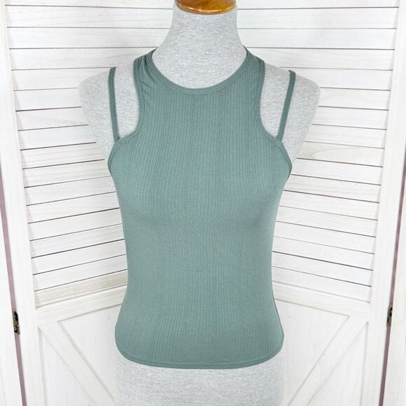 Lululemon Double Strap Yoga Tank Top Dark Forest Green 6 Ribbed Modal Silk - Picture 1 of 11